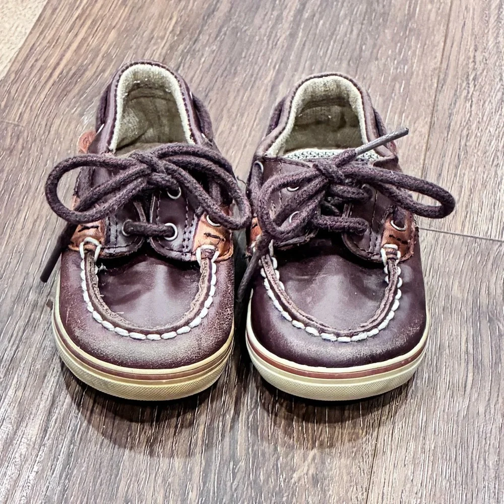 Sperry Bluefish Prewalker Brown Boat Shoes Top Sider Tan Size 4 Baby